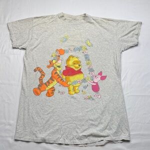 Disney Gray T-Shirt with Winnie the Pooh and Friends vintage fits like 2X READ